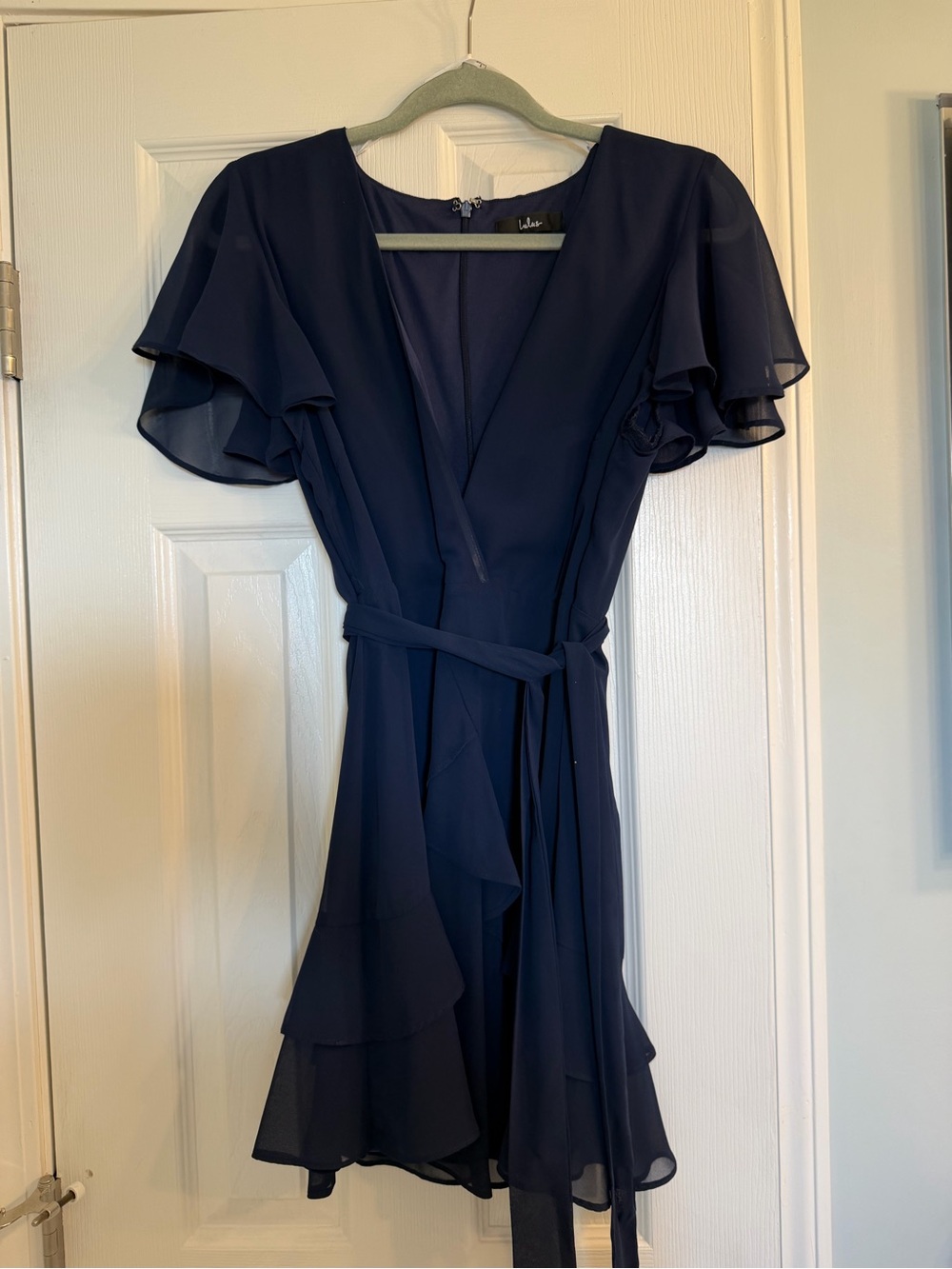 Lulu's Navy Ruffle Wrap Dress - Picture 5 of 7
